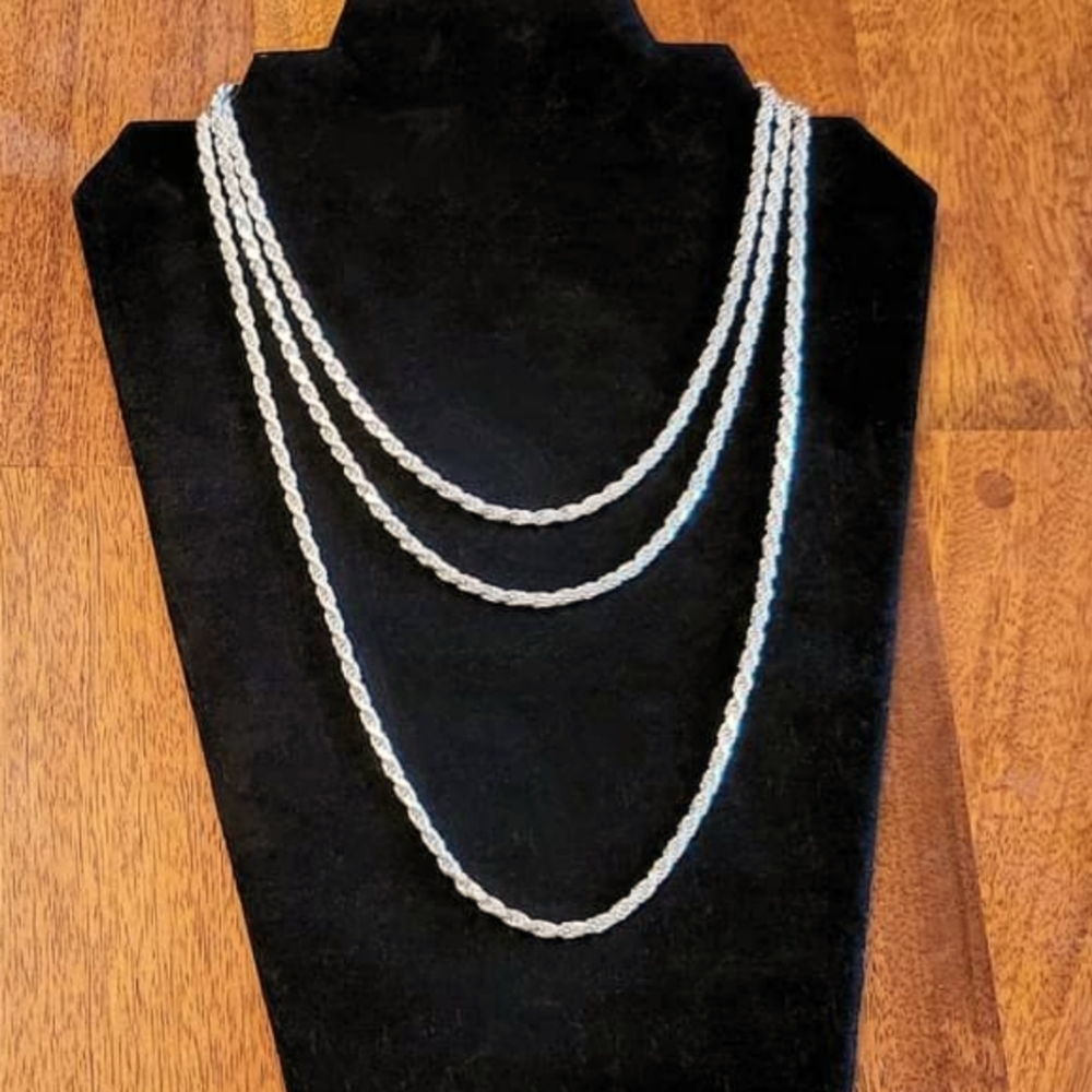 Milor Italy 925 Sterling Silver Extra Long 60" Diamond Cut Rope necklace